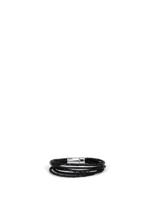 دستبند چرم دست بافت رشته ای