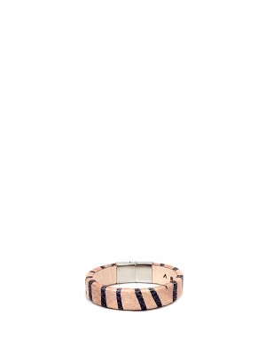 دستبند چرم پهن پرینت پوست ماری