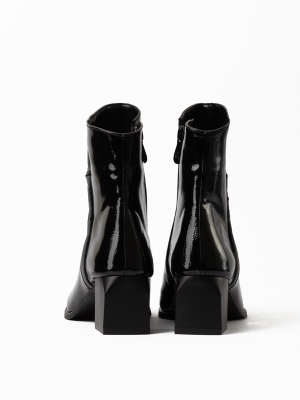 بوت پاشنه دار زیپی ورنی