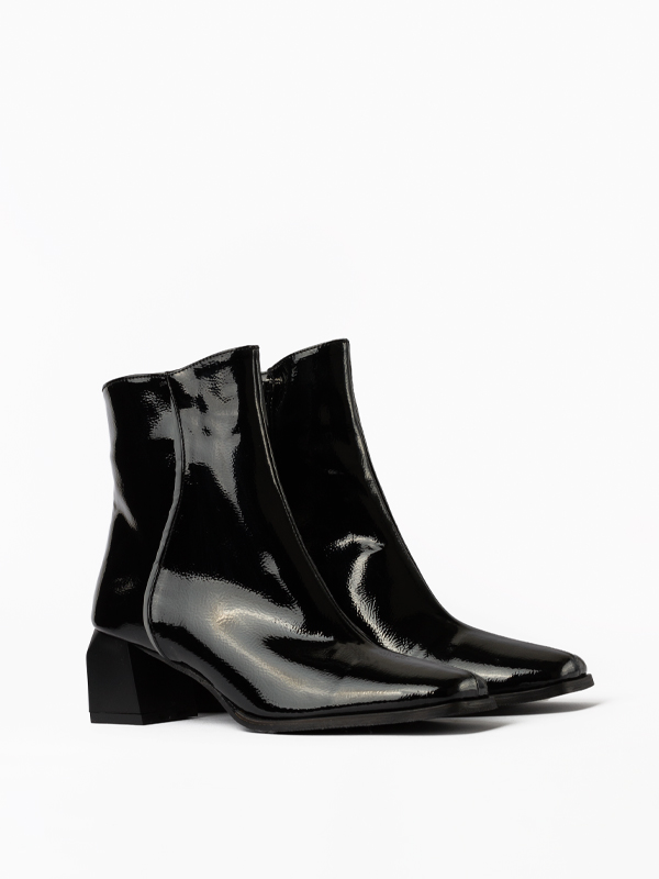 بوت پاشنه دار زیپی ورنی