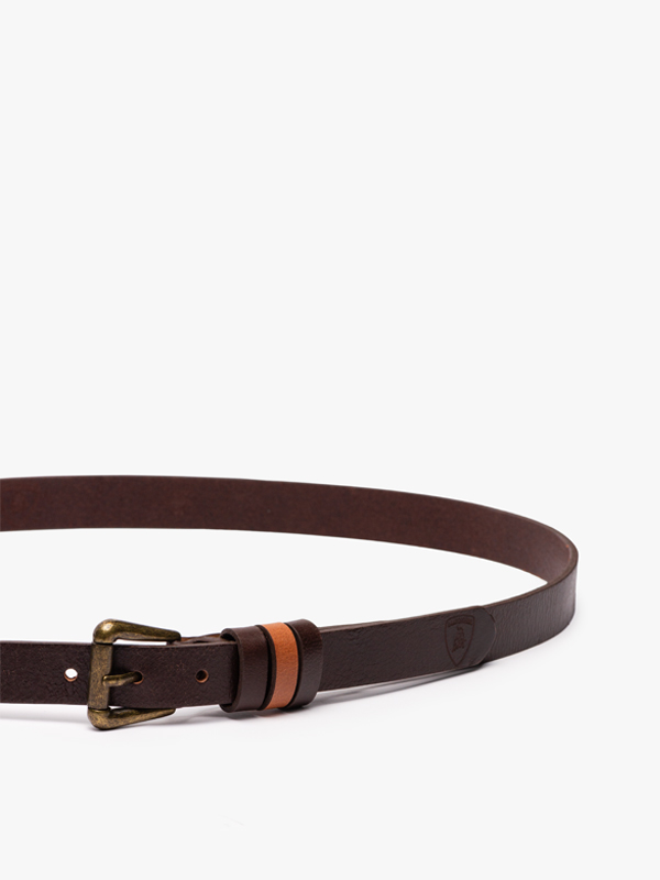 کمربند ساده 2/5 سانت 3 پل قهوه ایی تیره