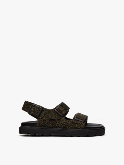 صندل تسمه‌ دار زنانه سبز پرزدار