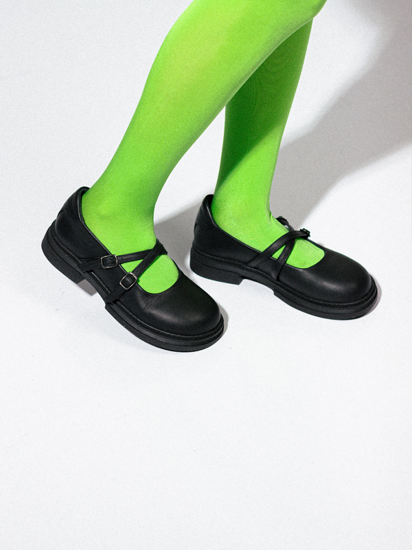 کلاد مری جین با تسمه ضربدری جگری ورنی طبیعی