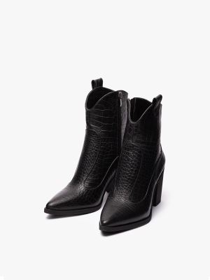 بوت کابوی نوک تیز زنانه مشکی کروکو