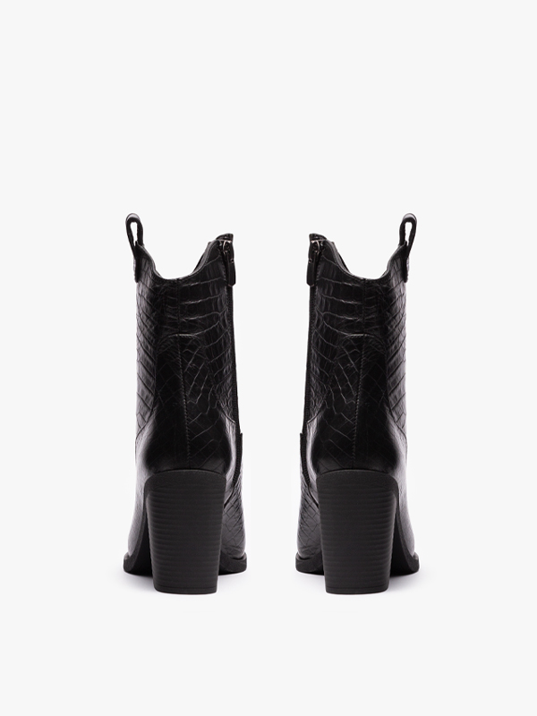 بوت کابوی نوک تیز زنانه مشکی کروکو