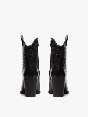 بوت کابوی نوک تیز زنانه مشکی کروکو