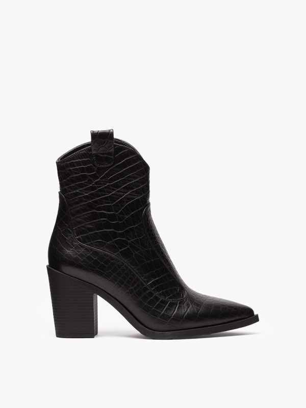 بوت کابوی نوک تیز زنانه مشکی کروکو