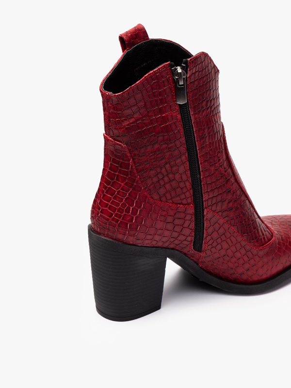 بوت کابوی نوک تیز زنانه قرمز کروکو