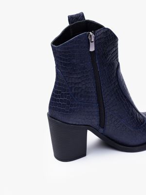 بوت کابوی نوک تیز زنانه سرمه ایی کروکو