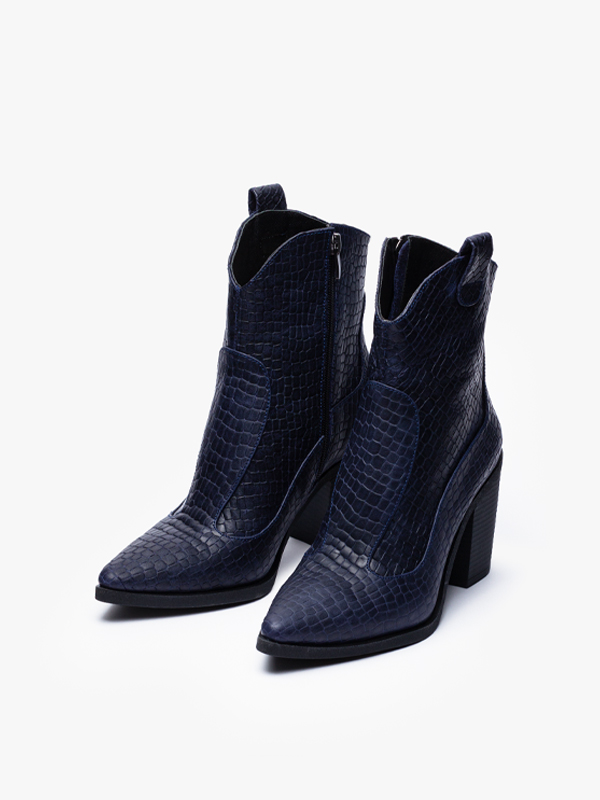 بوت کابوی نوک تیز زنانه سرمه ایی کروکو