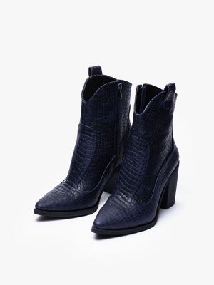 بوت کابوی نوک تیز زنانه سرمه ایی کروکو