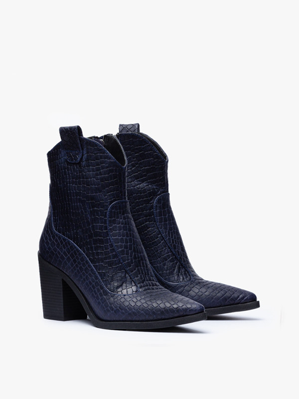 بوت کابوی نوک تیز زنانه سرمه ایی کروکو