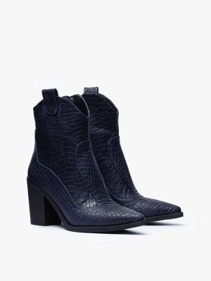 بوت کابوی نوک تیز زنانه سرمه ایی کروکو