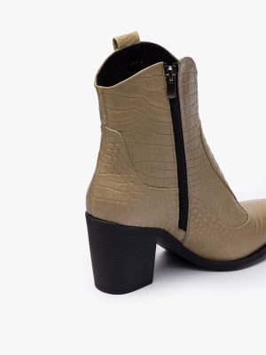 بوت کابوی نوک تیز زنانه زیتونی کروکو