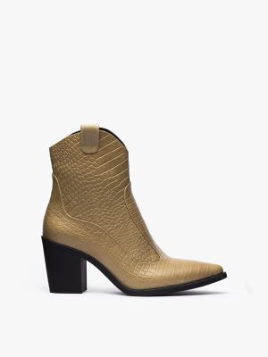 بوت کابوی نوک تیز زنانه زیتونی کروکو